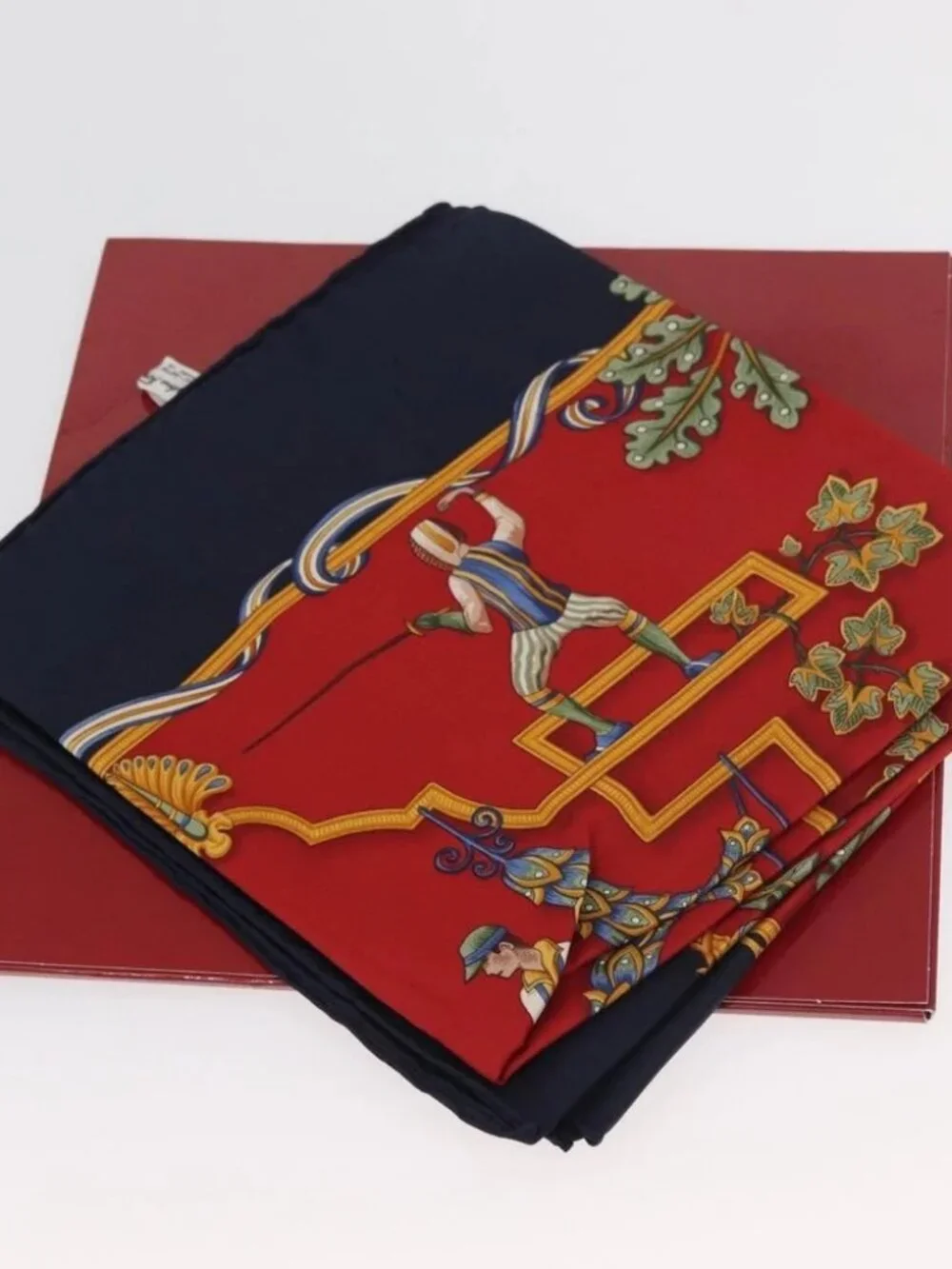 Salvatore Ferragamo Scarf Silk Navy Auth BA12848A